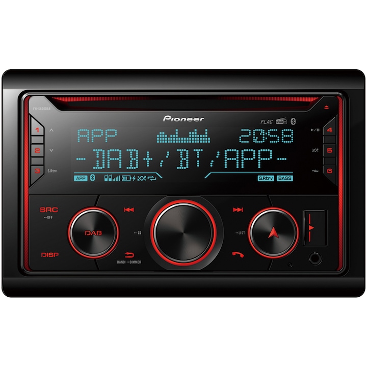 CD плеър за кола Pioneer FH-S820DAB, 2DIN, Bluetooth, DAB/DAB+, Spotify, 4x50W, USB, Многоцветно осветление, Съвместим с Apple/Android устройства, Pioneer ARC App