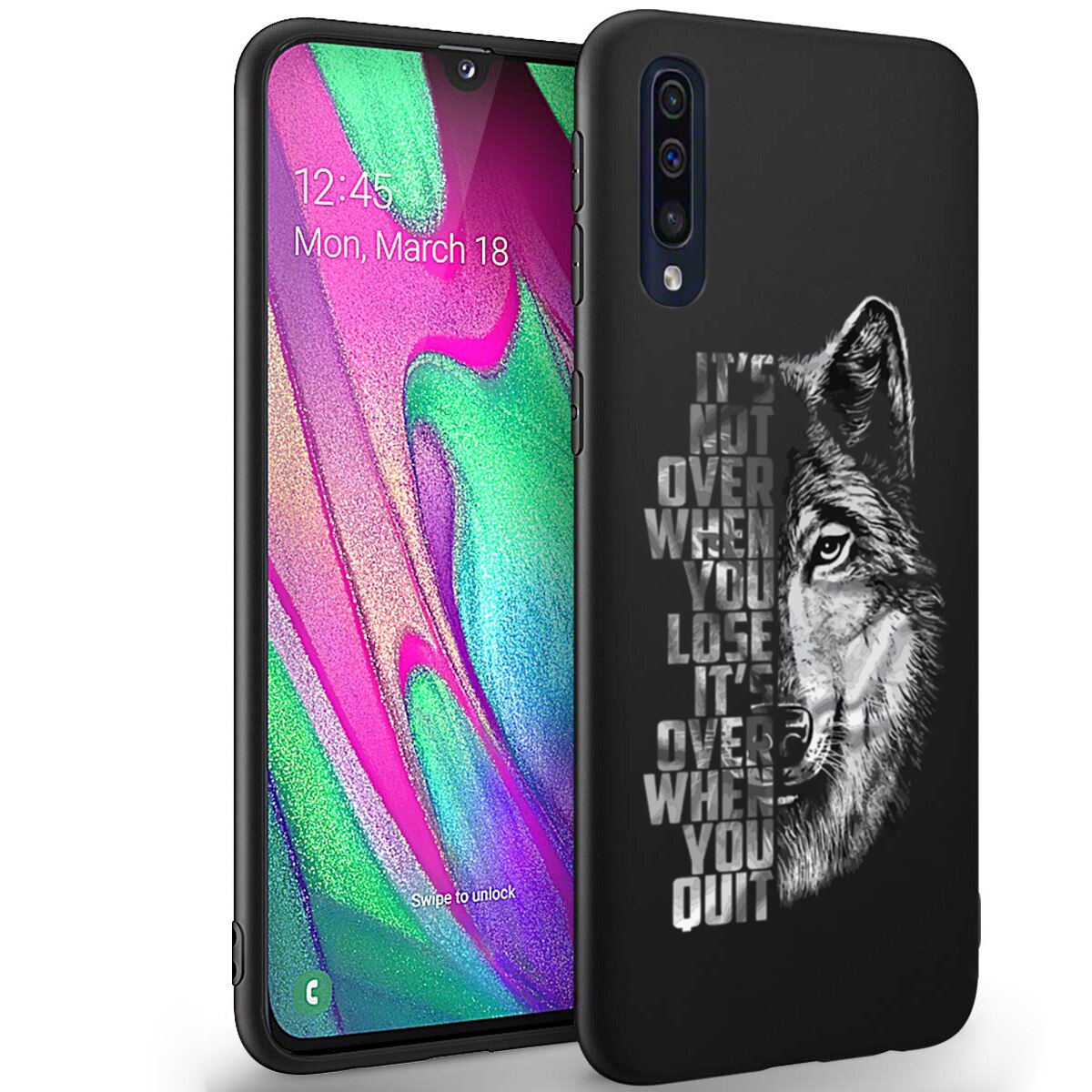 Husa +Folie de sticla Samsung Galaxy A50 - Silicon Matte TPU Wolf 3