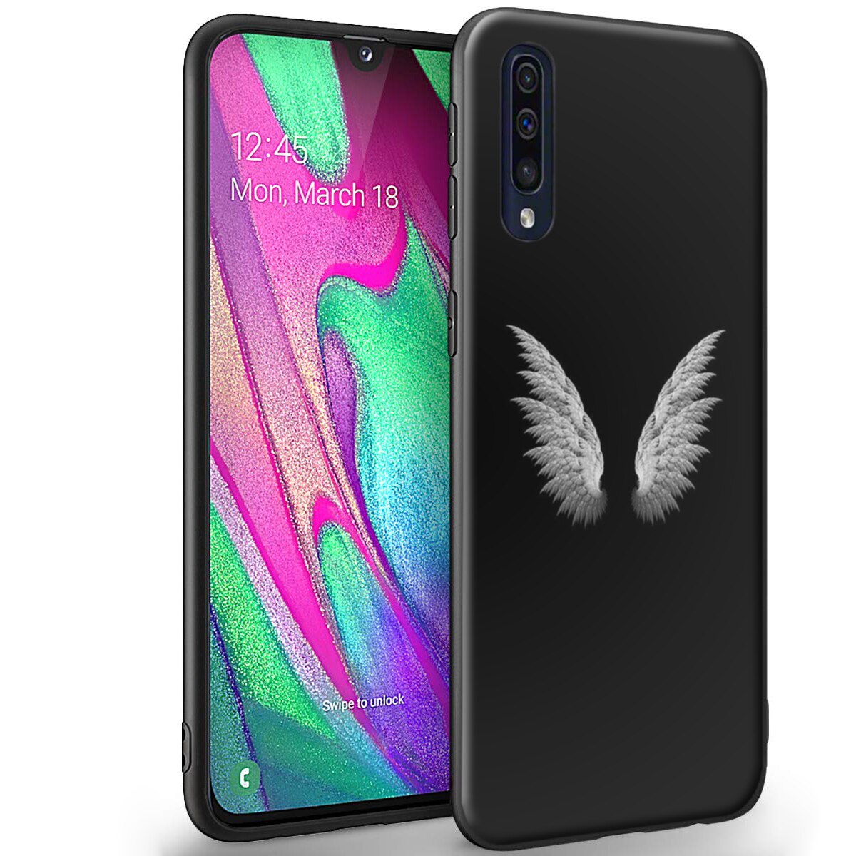 Husa +Folie de sticla Samsung Galaxy A50 - Silicon Matte TPU Wings
