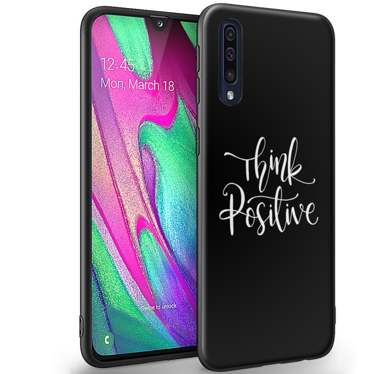 Husa +Folie de sticla Samsung Galaxy A50 - Silicon Matte TPU Think Positive
