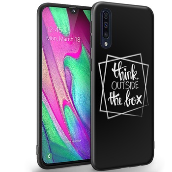 Husa +Folie de sticla Samsung Galaxy A50 - Silicon Matte TPU Think Outside the box Husa +Folie de sticla Samsung Galaxy A50 - Silicon Matte TPU Think Outside the box