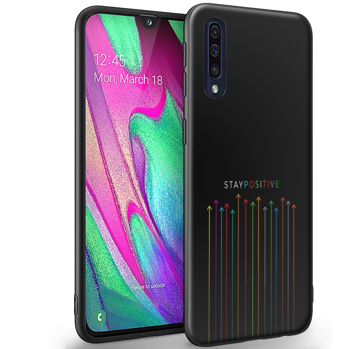 Husa +Folie de sticla Samsung Galaxy A50 - Silicon Matte TPU Stay Positive 2