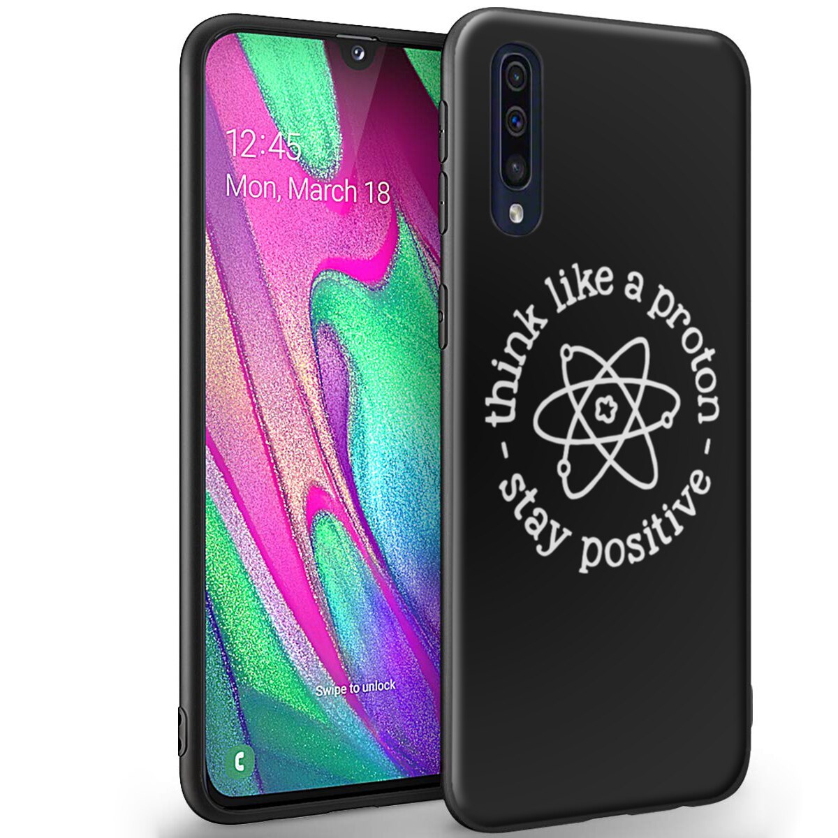 Husa +Folie de sticla Samsung Galaxy A50 - Silicon Matte TPU Stay Positive