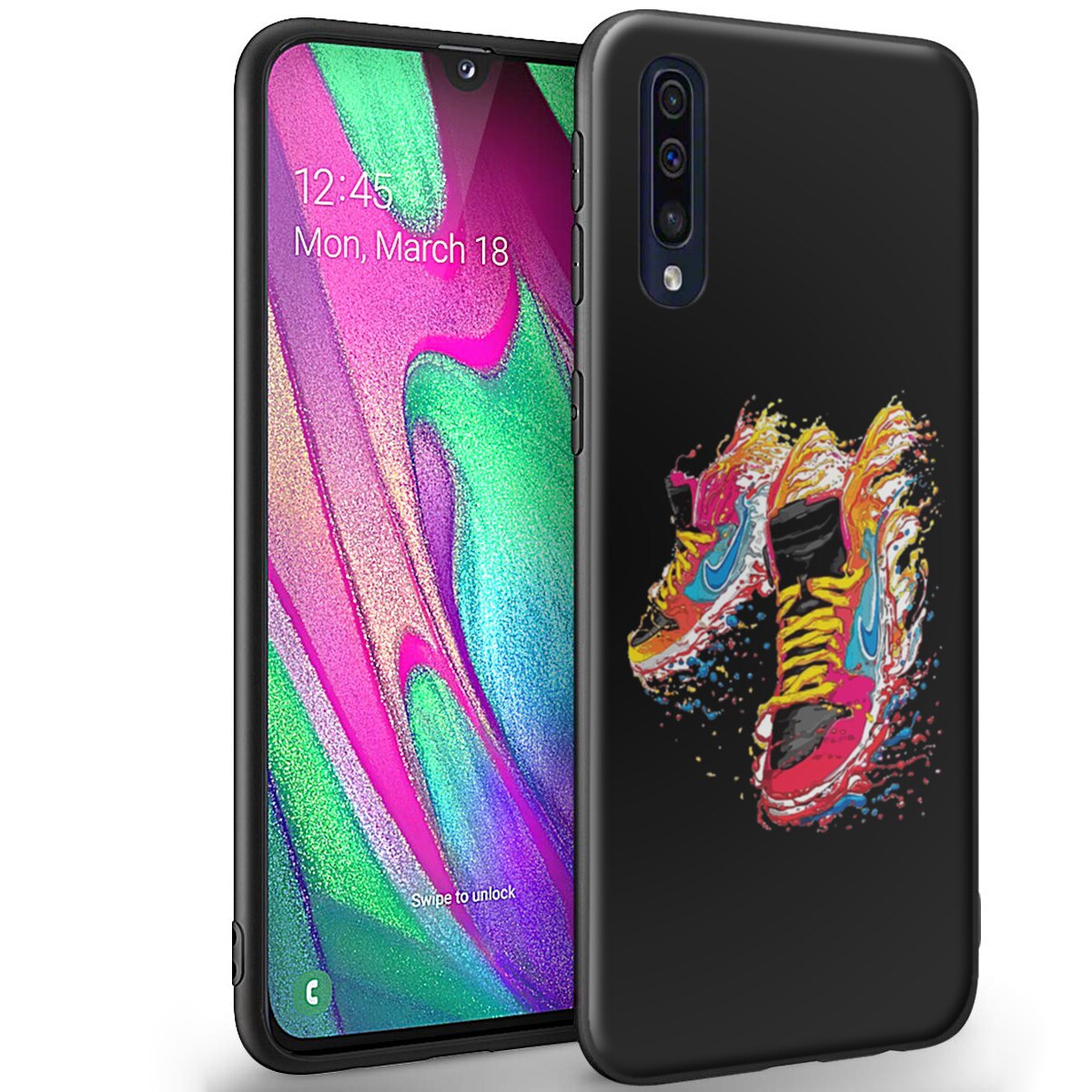 Husa +Folie de sticla Samsung Galaxy A50 - Silicon Matte TPU Sneakers