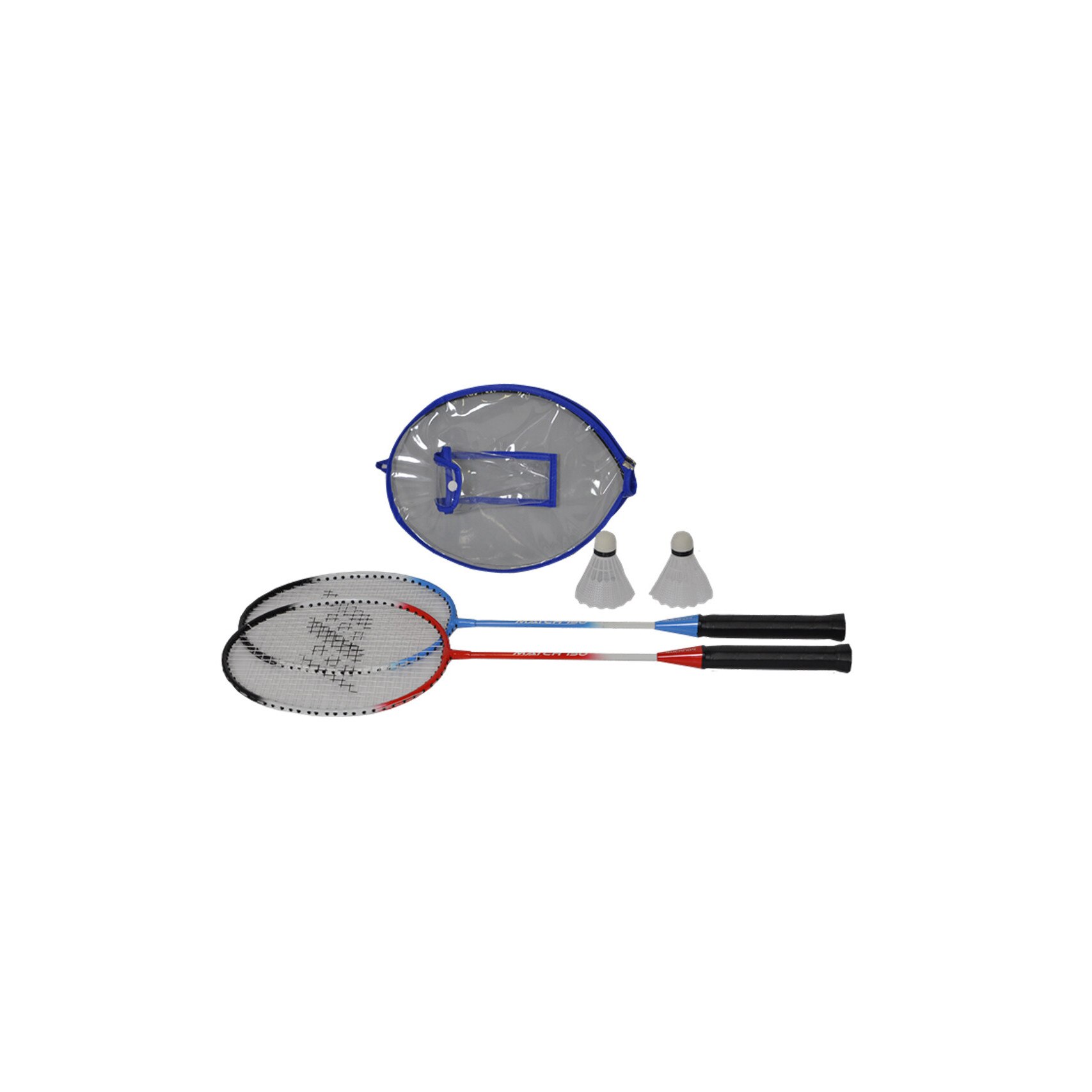 Set 2 Rachete Badminton Rucanor Match 150 cu 2 Fluturasi , Albastru/Rosu