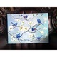 Tablou floral pictat manual cu peisaj de primavara, Pictura cu pasari colibrii si flori de magnolii, dimensiune 48x33 cm