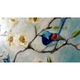 Tablou floral pictat manual cu peisaj de primavara, Pictura cu pasari colibrii si flori de magnolii, dimensiune 48x33 cm