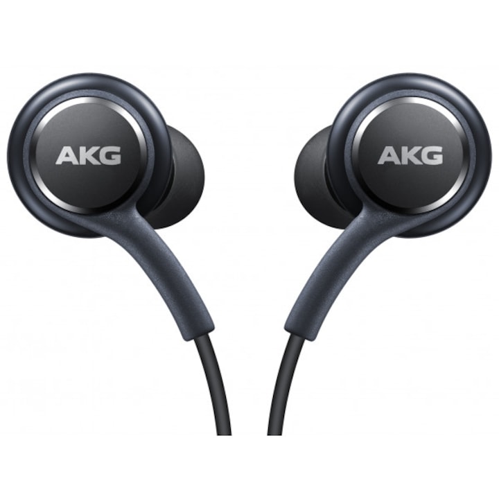 Оригинални аудио слушалки Samsung Galaxy S9 EO-IG955BS AKG с 3.5 мм жак, контрол на звука и микрофон и текстилен кабел, Сиви