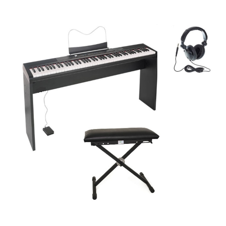Thomann SP-320 digitális zongora, székkel és fejhallgatóval, fekete