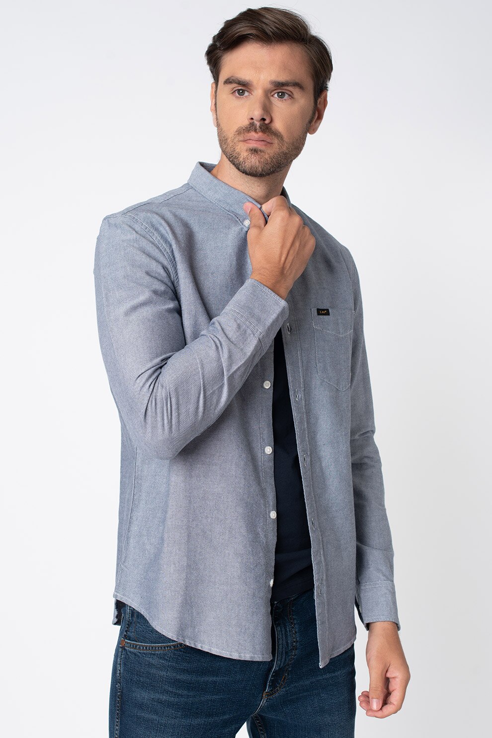 Lee, Camasa cu guler fixat cu nasturi, Bleumarin, S
