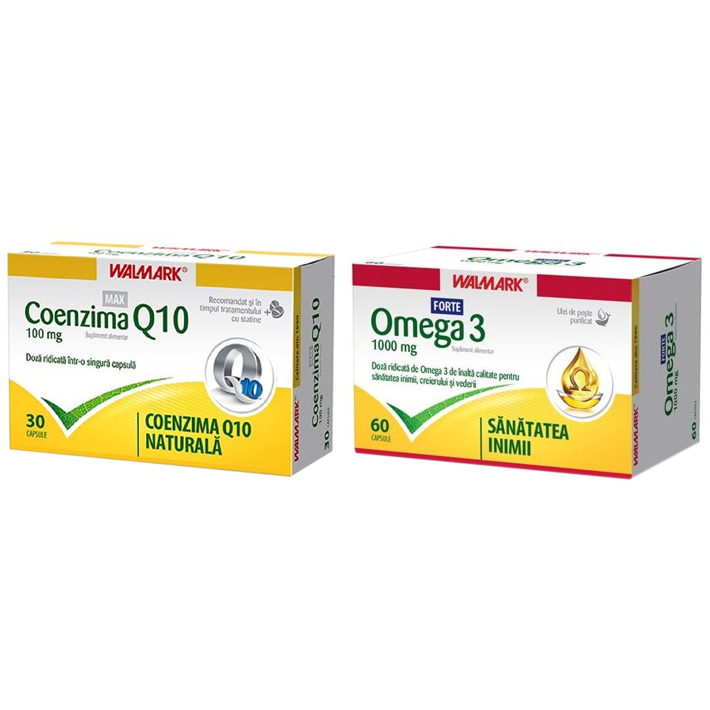 Pachet Coenzima Q10 MAX 100mg 30tbs+Omega3 60cps 25% reducere pachet