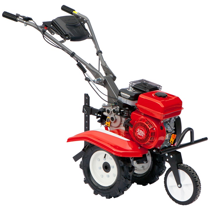 Мотокултиватор Rotakt RO75R, Мощност 7 к.с., 212 к.с., 4 тактов, 2 + 1 скорости, Максимална работна ширина 83 см, Работна дълбочина 25 см, Фрези + Гумени колела 4.00-8 + Транспортно колело