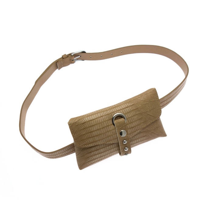 Дамска чанта Buticcochet от екологична кожа с метални апликации, бежова - BRS269