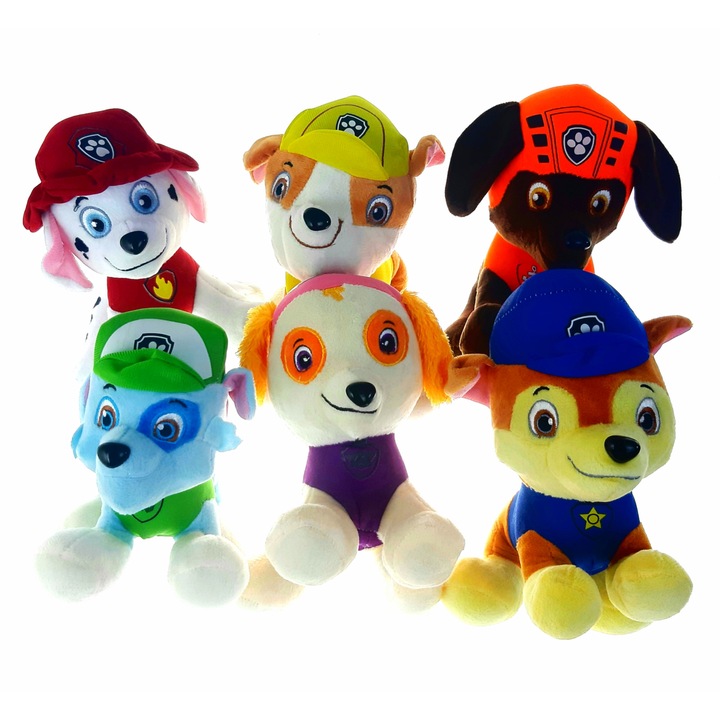 Set jucarii de plus Paw Patrol, 6 buc, 22 cm