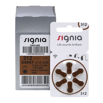 Baterii 312 Siemens Signia pentru proteze auditive 60 baterii/10 blistere Baterii 312 Siemens Signia pentru proteze auditive 60 baterii/10 blistere