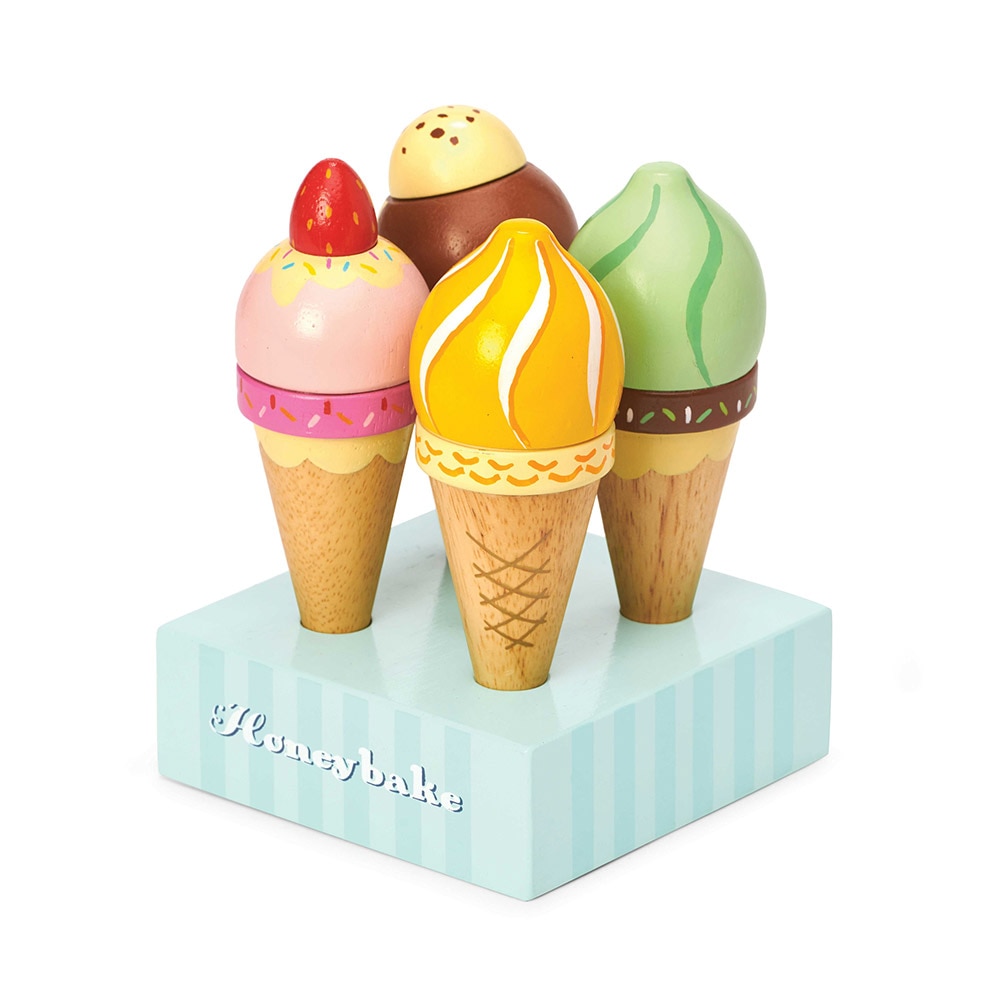 Set 4 inghetate la cornet, Le Toy Van, din lemn, 2 ani +