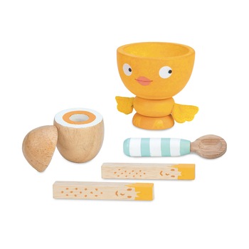 Jucarie educativa, Le Toy Van, Egg Cup Chicky - Chick, din lemn, multicolor Jucarie educativa, Le Toy Van, Egg Cup Chicky - Chick, din lemn, multicolor
