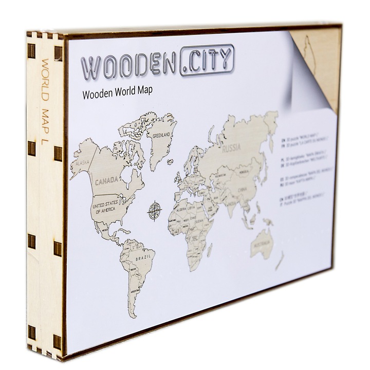 3D Пъзел Wooden city дървена карта на света (World map) size L