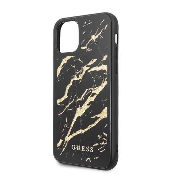 Husa de protectie, Guess Marble Glitter, iPhone 11 Pro, Negru/Auriu