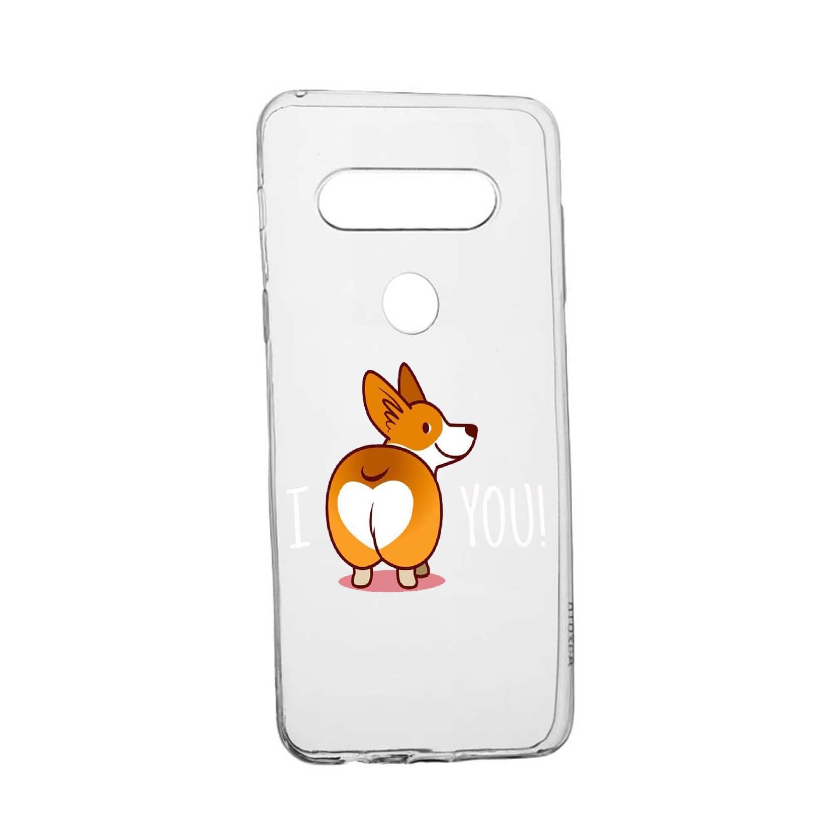 Husa de protectie Sweet doggy Emoji, pentru LG K50 / Q60, rezistenta la uzura, anti-alunecare, din silicon Premium, 593
