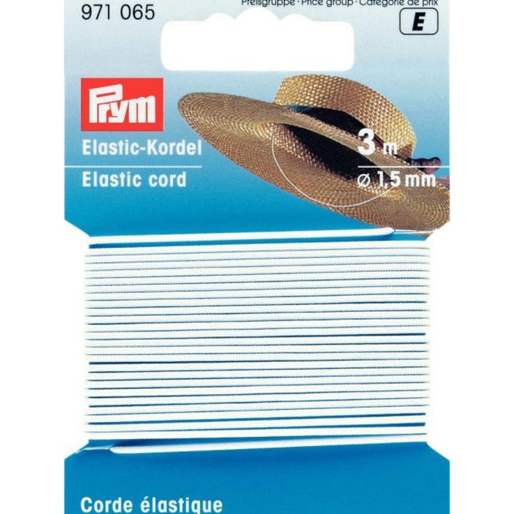 Elasztikus 1,5 mm, zsinór típus, 3 méter, fehér, Prym