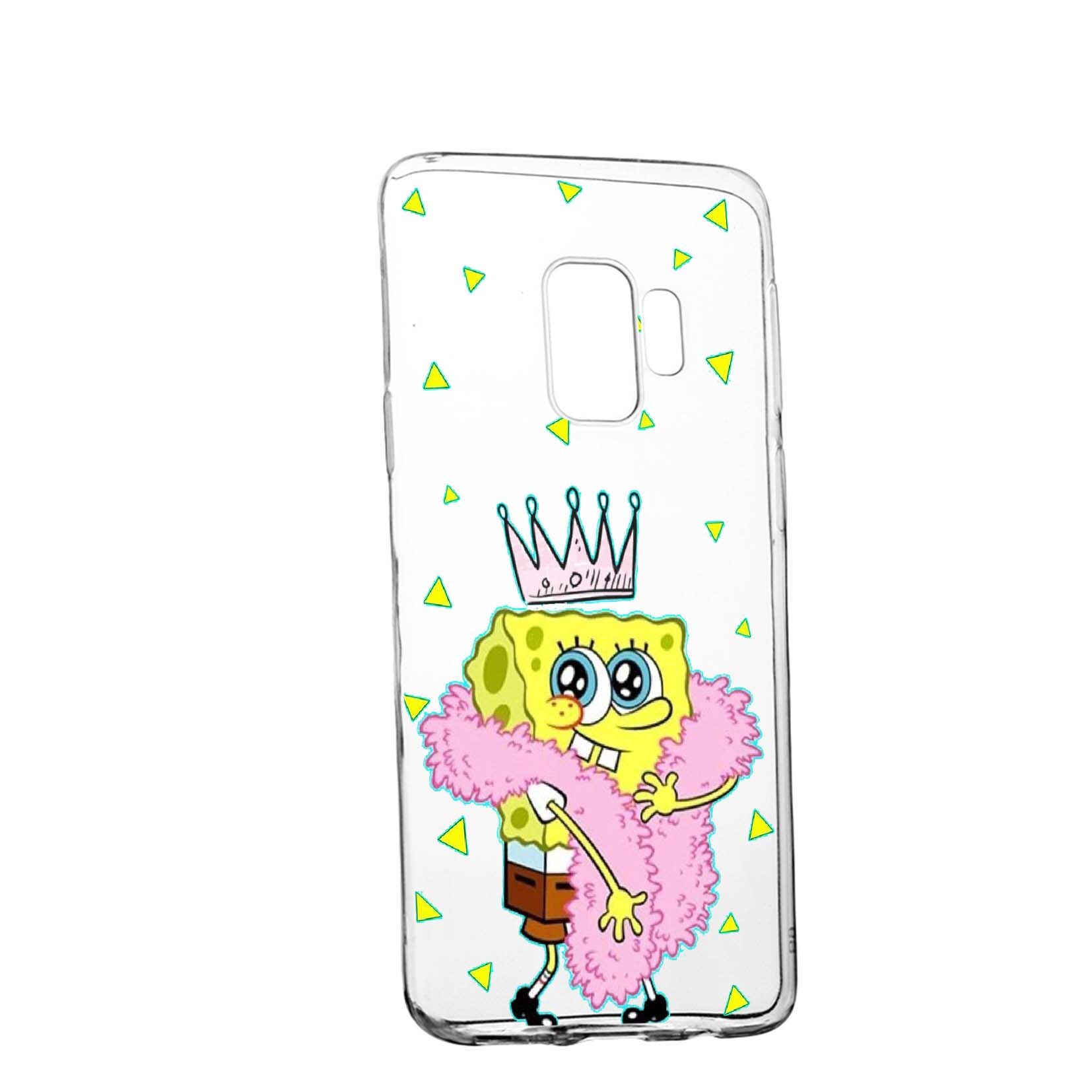 Husa de protectie SpondeBob, pentru Samsung Galaxy S9 Plus, rezistenta la uzura, anti-alunecare, din silicon Premium, 597
