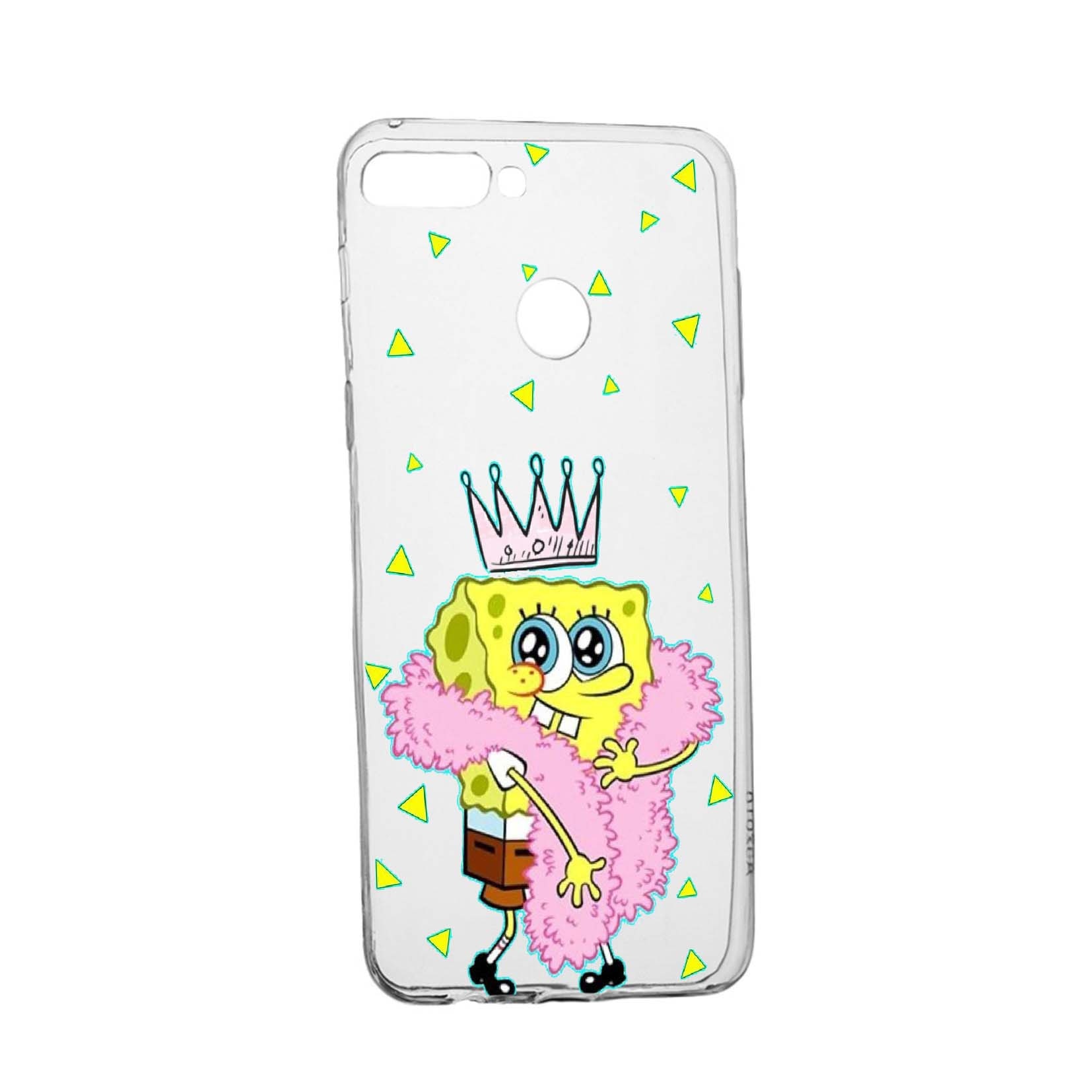 Husa de protectie SpondeBob, pentru Huawei Y6 Prime 2018, rezistenta la uzura, anti-alunecare, din silicon Premium, 597