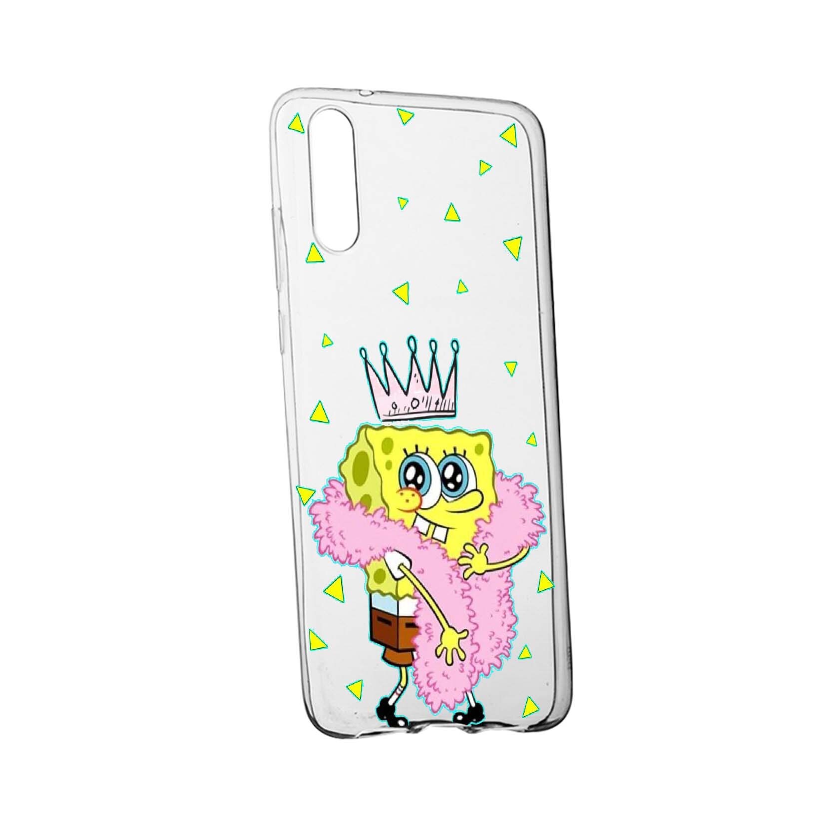 Husa de protectie SpondeBob, pentru Samsung Galaxy A7 2018, rezistenta la uzura, anti-alunecare, din silicon Premium, 597