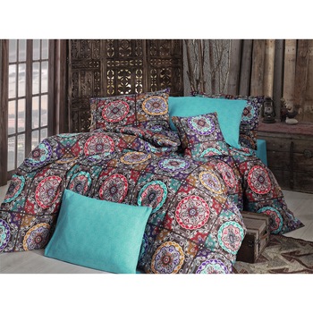 Lenjerie de pat pentru 2 persoane, 4 piese, Nazenin home, Ashley-turquoise ,220 x 240 Lenjerie de pat pentru 2 persoane, 4 piese, Nazenin home, Ashley-turquoise ,220 x 240