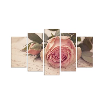 Set tablouri , Wallity , 110 x 60 , Trandafir roz Set tablouri , Wallity , 110 x 60 , Trandafir roz