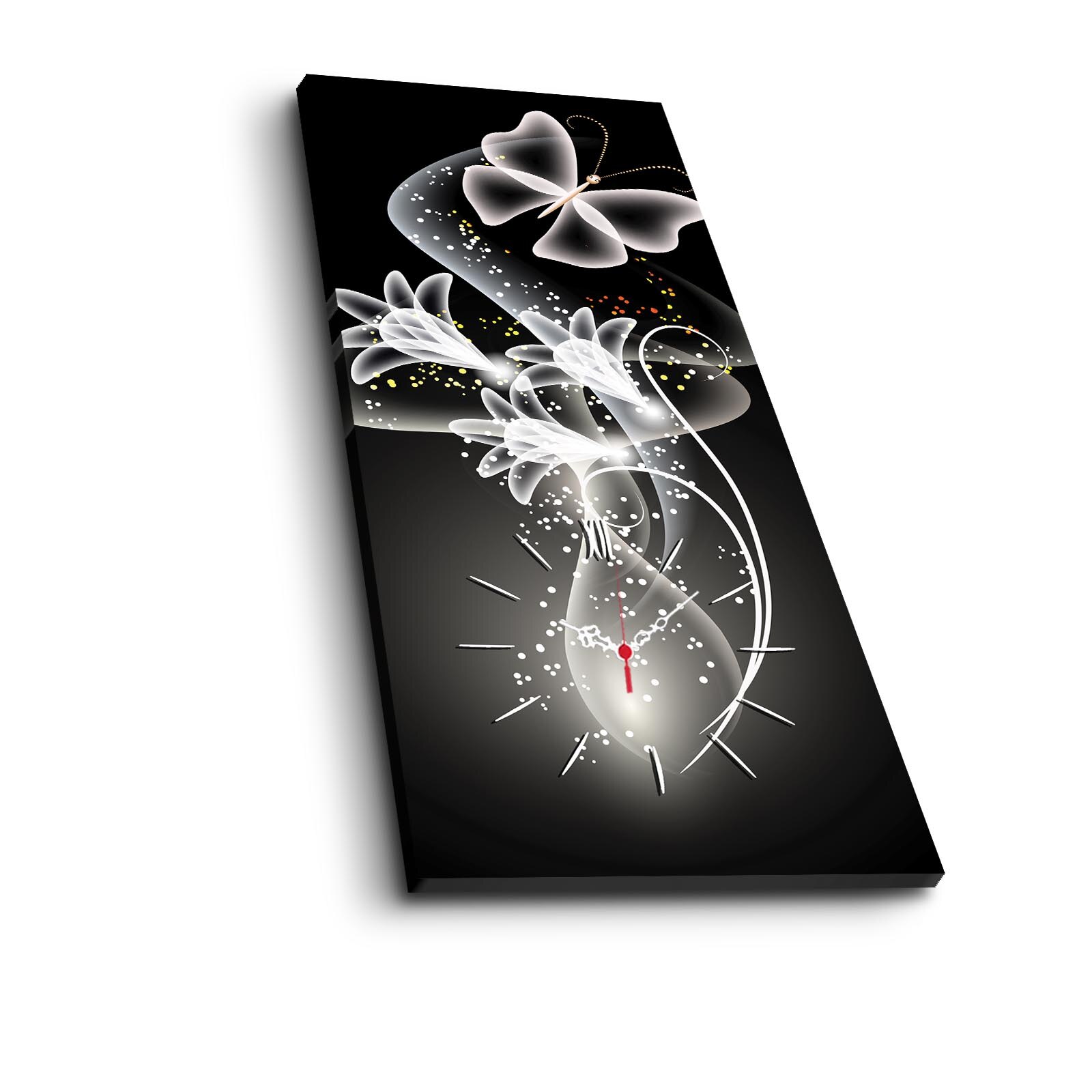 Tablou 100% suede canvas, cu ceas, model 3070CS-36 , negru/gri ,30x70cm