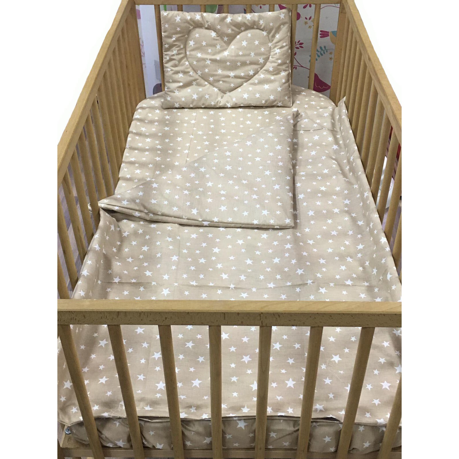 Lenjerie capuccino-gold trei piese patut nou-nascuti, din ranforce, by Liz Line-Ranforce bebe3