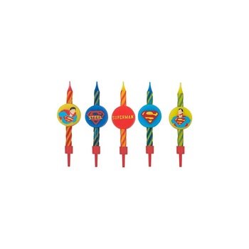Lumanari aniversare pentru tort Superman Set 10 Buc, Multicolor Lumanari aniversare pentru tort Superman Set 10 Buc, Multicolor