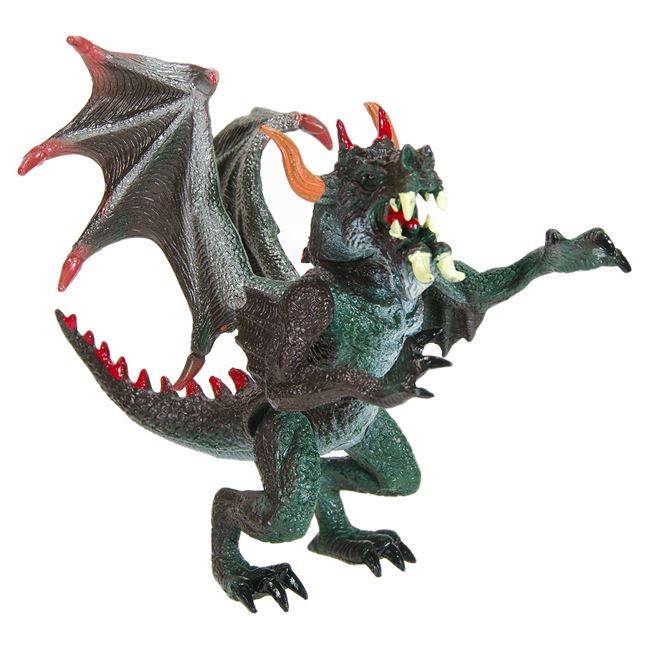Dinozaur verde cu aripi si coarne, 14 cm, ATS, pentru copii , + 3 ani