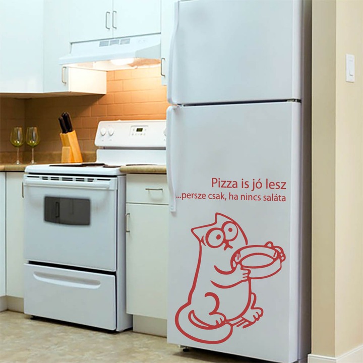 HomeTATTOO - Pizza is jó lesz! Falmatrica, faltetoválás 40x58cm Piros