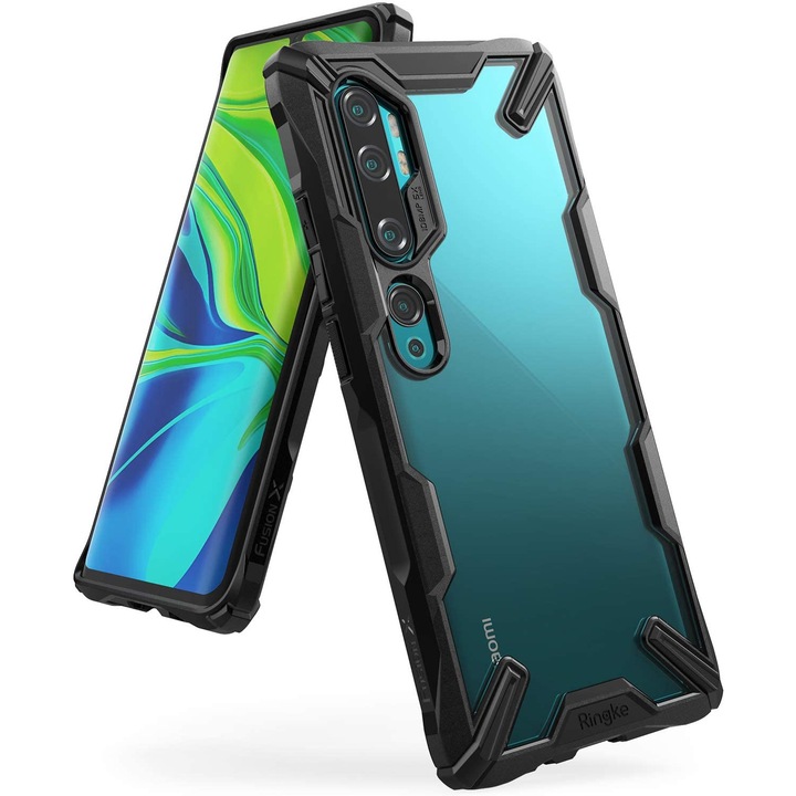 Ringke Fusion X védőtok, Xiaomi Mi Note 10/Note 10 Pro telefonhoz, átlátszó / fekete