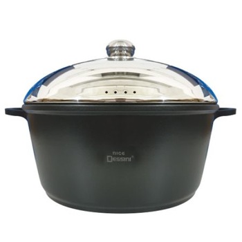 Oala cu Capac Dessini, Diametru 30 cm, Fund in Spirala, Distribuire Uniforma a Caldurii, Capac din Sticla Prevazut cu Orificiu, Fund in spirala, Aluminiu Greu, Design Ergonomic, Negru Oala cu Capac Dessini, Diametru 30 cm, Fund in Spirala, Distribuire Uniforma a Caldurii, Capac din Sticla Prevazut cu Orificiu, Fund in spirala, Aluminiu Greu, Design Ergonomic, Negru