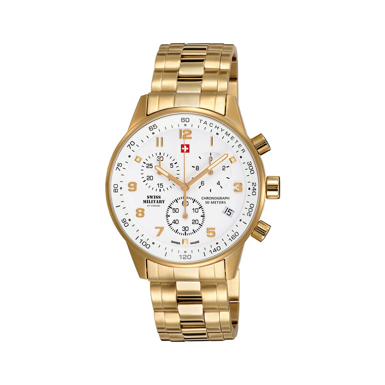 Ceas barbatesc Swiss Military SM34012.03, Chronograph, 5 ATM, 41 mm, Auriu