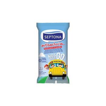 Servetele antibacteriene maini, Septona, elimina bacteriile si virusurile, umede, pentru copii, 15 buc Servetele antibacteriene maini, Septona, elimina bacteriile si virusurile, umede, pentru copii, 15 buc