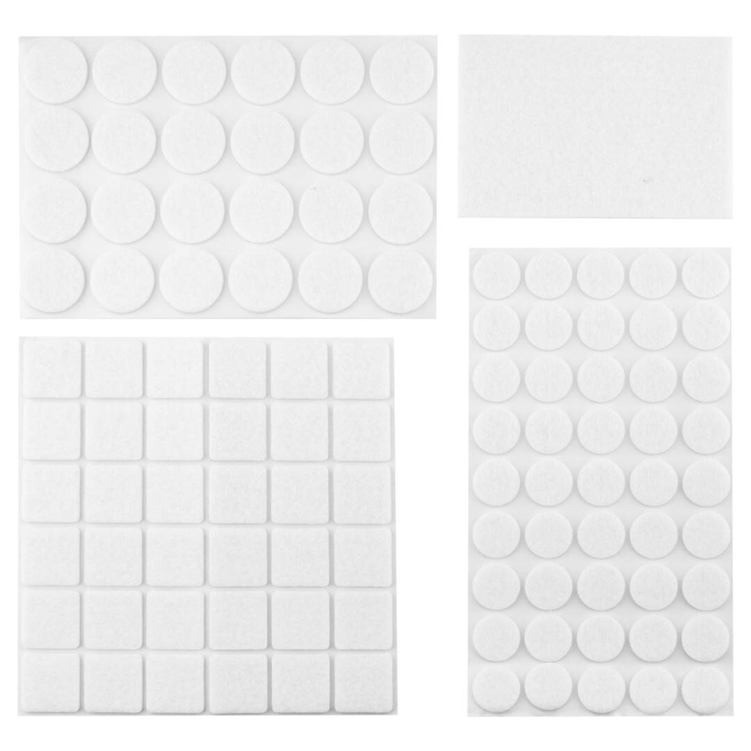 Set de pastile adezive/opritoare, diverse forme, alb, 92 de bucati, Top Tools