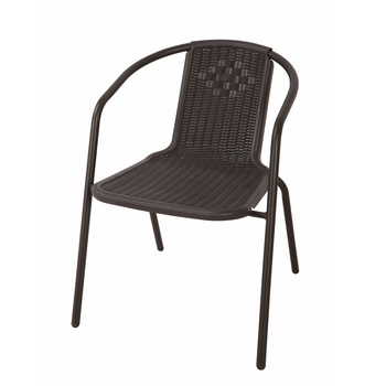Scaun pentru gradina, terasa sau evenimente din metal si polietilena ce imita impletitura din rattan, de culoare maro, pentru interior sau exterior, ATS Scaun pentru gradina, terasa sau evenimente din metal si polietilena ce imita impletitura din rattan, de culoare maro, pentru interior sau exterior, ATS