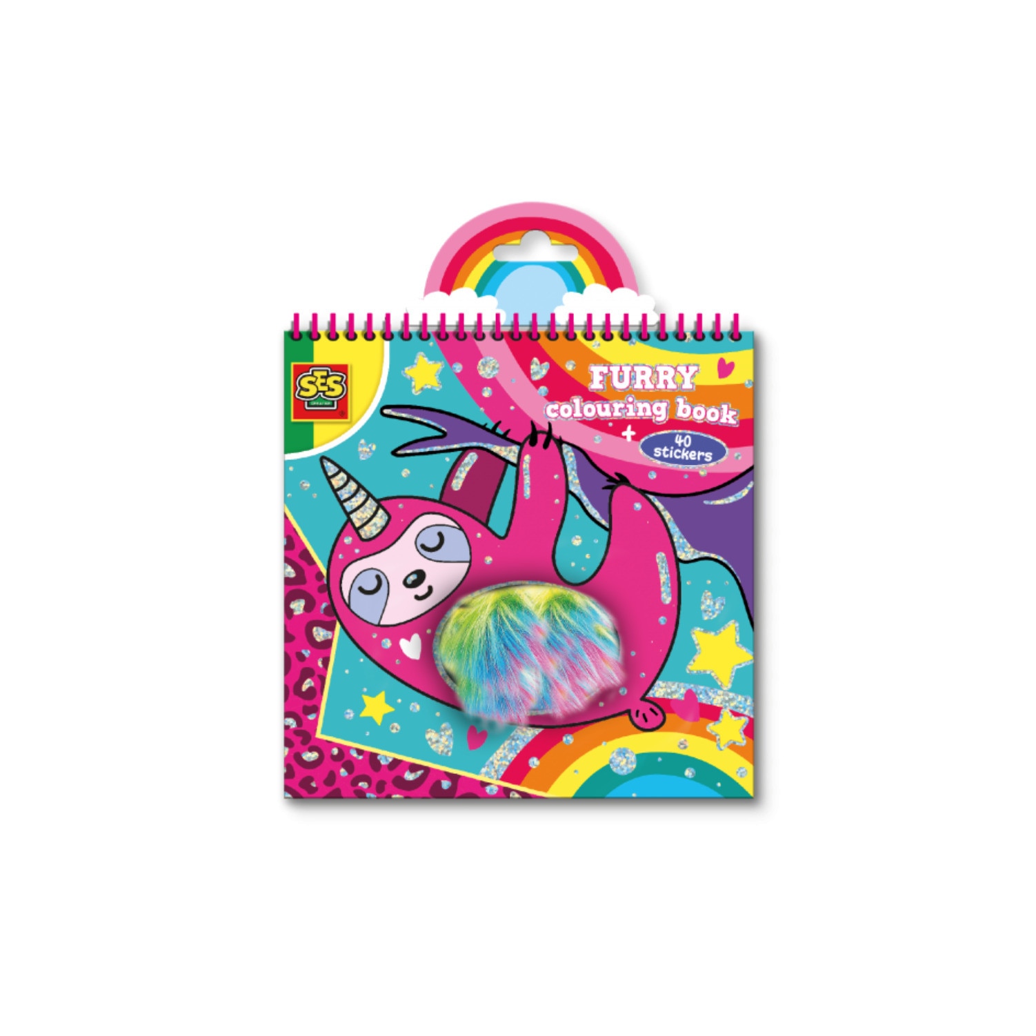 Set pictura si desen SES Creative Carte de colorat Furry + 40 abtibilde