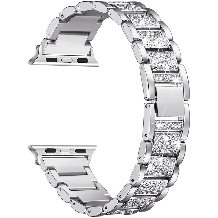 Луксозна метална каишка ZAFIT™, гривна за Apple Watch 7/6/5/4/3/2/1, Дисплей 38/40/41 mm, Silver CM02