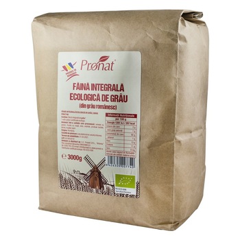 Faina integrala de grau Bio, Pronat 3000g Faina integrala de grau Bio, Pronat 3000g
