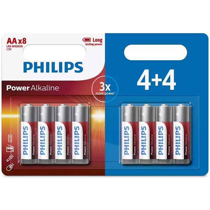 Батерии Philips Power Alkaline AA, 4+4 бр.