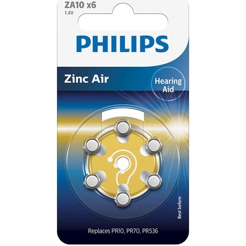 Baterii Philips ZA10 Zinc Air 1.4V, pentru Aparate Auditive, 6 buc Baterii Philips ZA10 Zinc Air 1.4V, pentru Aparate Auditive, 6 buc