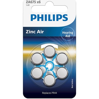 Baterii Philips ZA675 Zinc Air 1.4V, pentru Aparate Auditive, 6 buc Baterii Philips ZA675 Zinc Air 1.4V, pentru Aparate Auditive, 6 buc