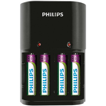 Incarcator acumulatori Philips 1/4 x AA/AAA + 4 Acumulatori AAA 800 mAh Incarcator acumulatori Philips 1/4 x AA/AAA + 4 Acumulatori AAA 800 mAh
