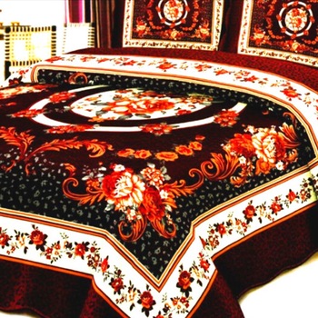 Cuvertura de pat + 2 Fete de Perne, Bumbac Tip Finet, Imprimata, Pat 2 persoane, CFI-22 Cuvertura de pat + 2 Fete de Perne, Bumbac Tip Finet, Imprimata, Pat 2 persoane, CFI-22