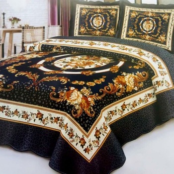 Cuvertura de pat + 2 Fete de Perne, Bumbac Tip Finet, Imprimata, Pat 2 persoane, CFI-23 Cuvertura de pat + 2 Fete de Perne, Bumbac Tip Finet, Imprimata, Pat 2 persoane, CFI-23